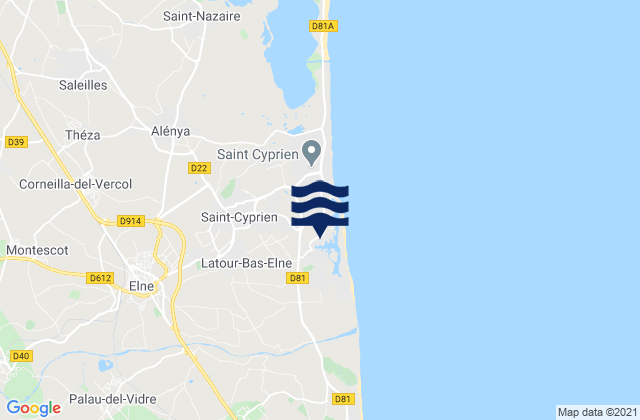 St Cyprien, France tide times map