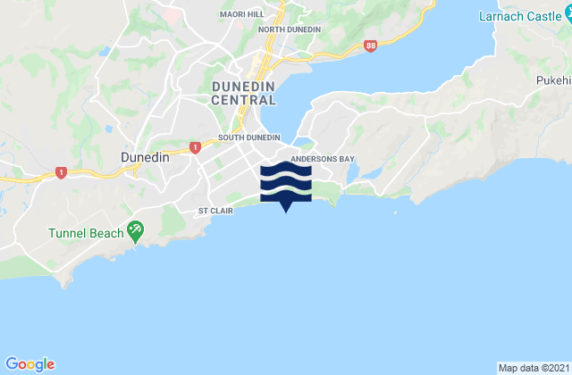 St Kilda Beach Dunedin, New Zealand tide times map