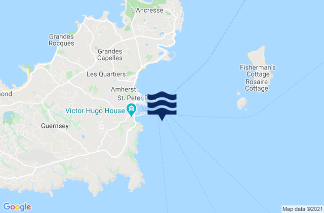 St Peter Port Guernsey Island, France tide times map