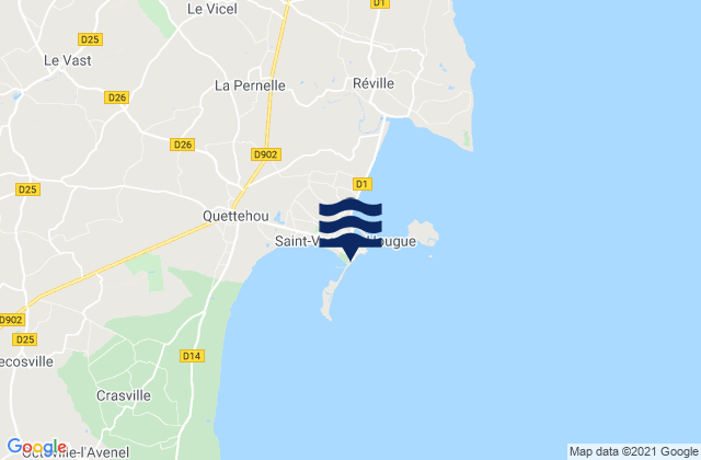 St Vaast la Hougue, France tide times map