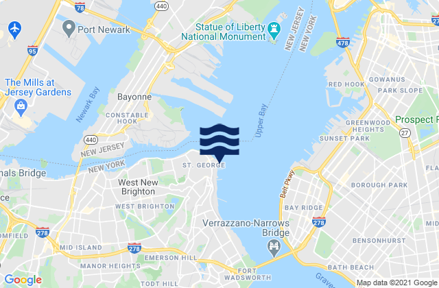 St. George Staten Island, United States tide chart map