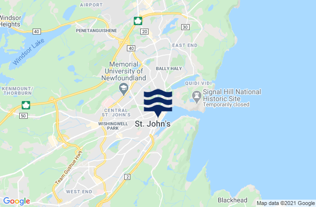 St. John's, Canada tide times map