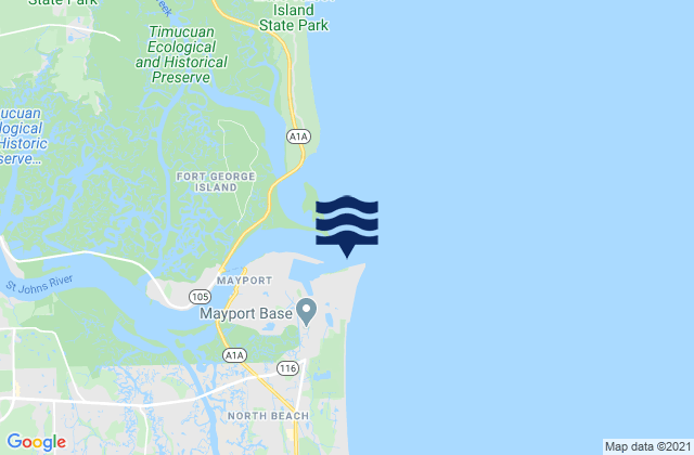 St. Johns Bar Cut 0.7 n.mi. east of jetties, United States tide chart map