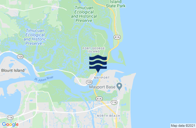 St. Johns Bluff, United States tide chart map