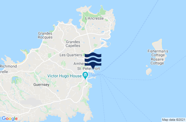 St. Peter Port (Guernsey), France tide times map