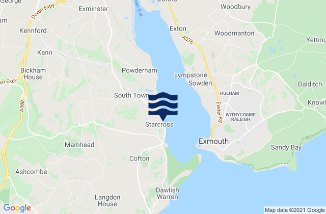 Starcross, United Kingdom tide times map