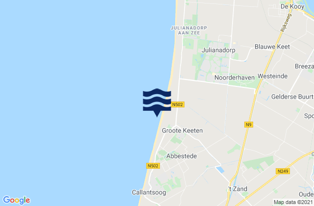 Strandslag Groote Keeten, Netherlands tide times map