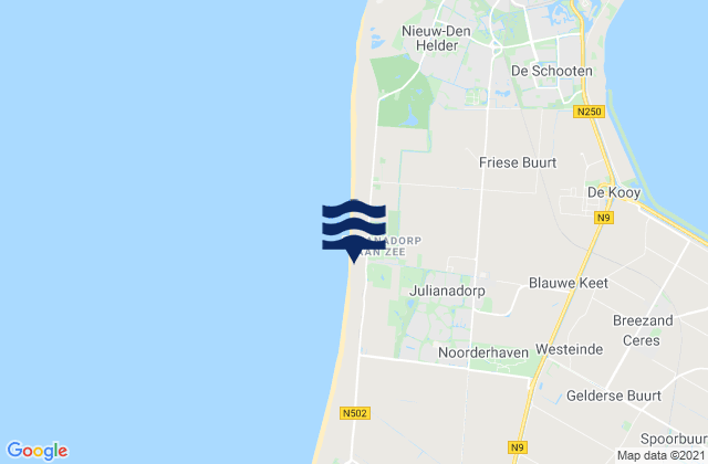 Strandslag Zandloper, Netherlands tide times map