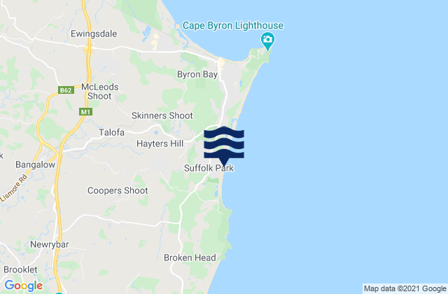 Suffolk Park, Australia tide times map