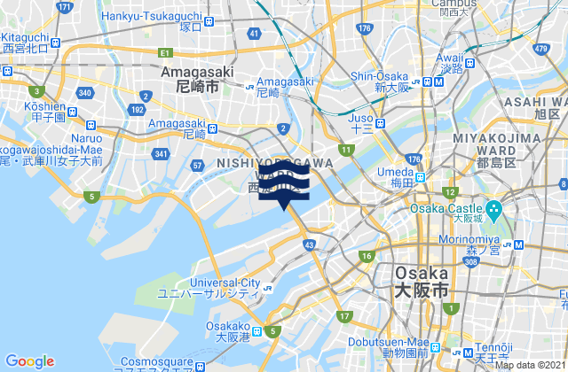 Suita, Japan tide times map