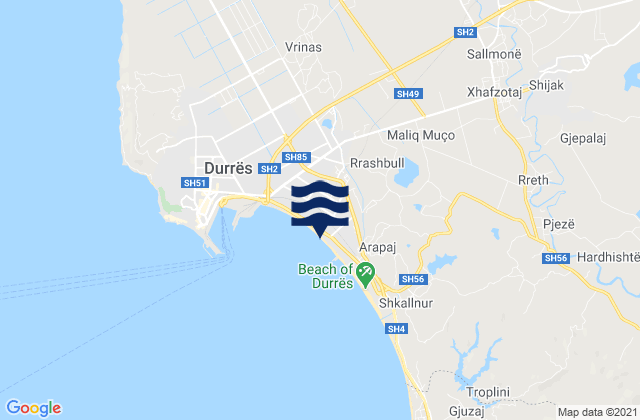 Sukth, Albania tide times map