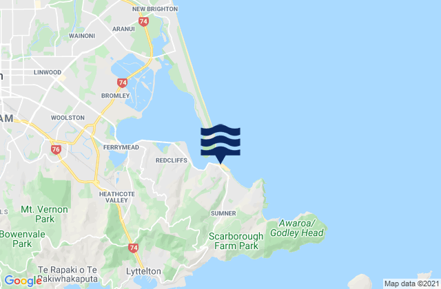 Sumner Bay, New Zealand tide times map