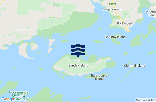 Sunday Island, Australia tide times map