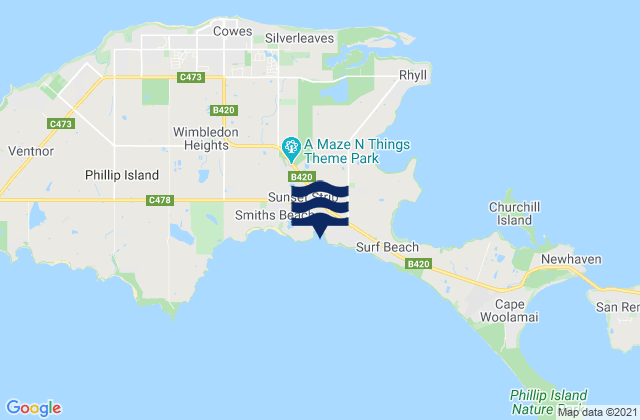 Sunderland Bay, Australia tide times map