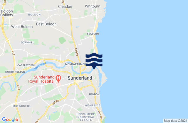 Sunderland, United Kingdom tide times map