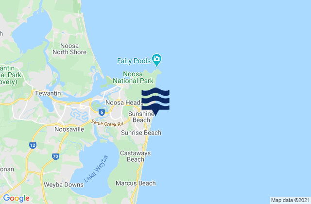 Sunshine Beach, Australia tide times map