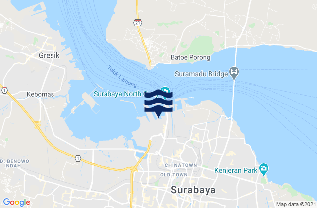 Surabaja Surabaja Strait, Indonesia tide times map