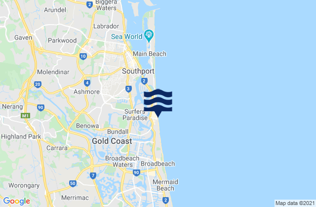 Surfers Paradise, Australia tide times map
