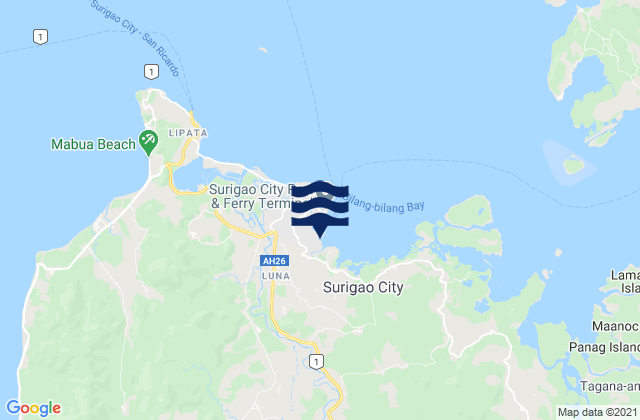 Surigao City, Philippines tide times map