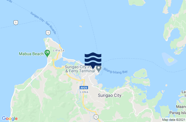 Surigao, Philippines tide times map