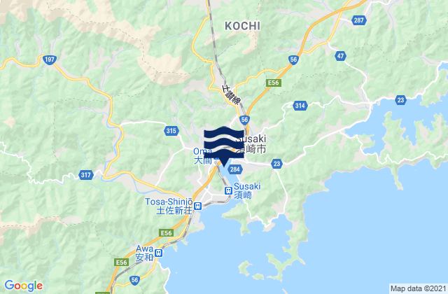 Susaki (Koti), Japan tide times map