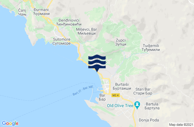 Susanj, Montenegro tide times map