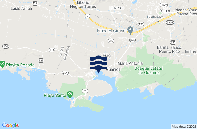 Susua Barrio, Puerto Rico tide times map