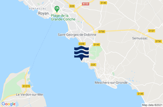 Suzac, France tide times map