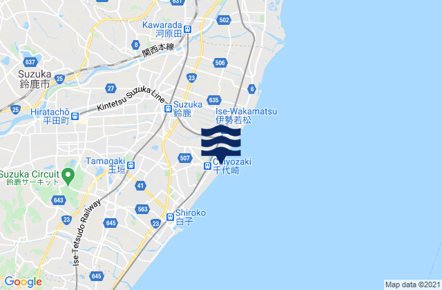 Suzuka-shi, Japan tide times map