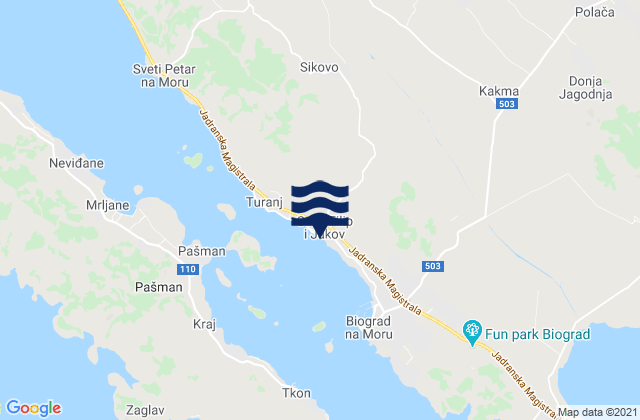Sveti Filip i Jakov, Croatia tide times map