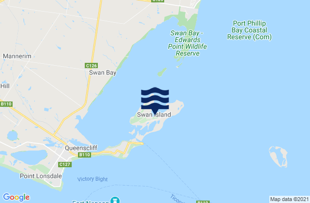 Swan Island, Australia tide times map