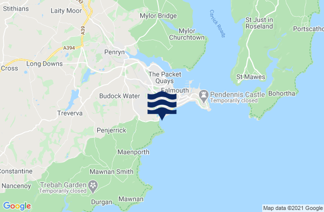 Swanpool Beach, United Kingdom tide times map