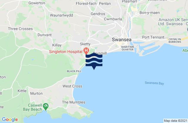 Swansea Bay Beach, United Kingdom tide times map