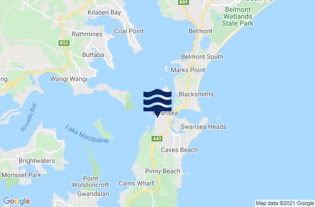 Swansea Point, Australia tide times map