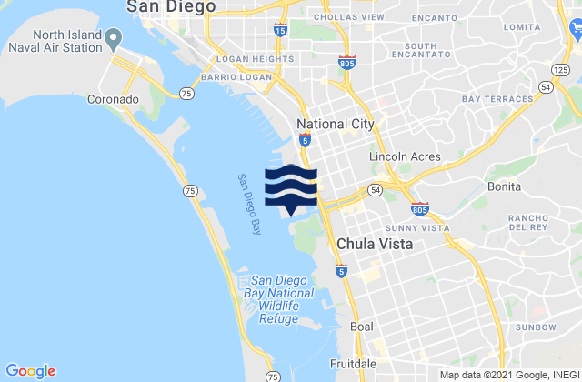 Sweetwater Channel San Diego Bay, United States tide chart map