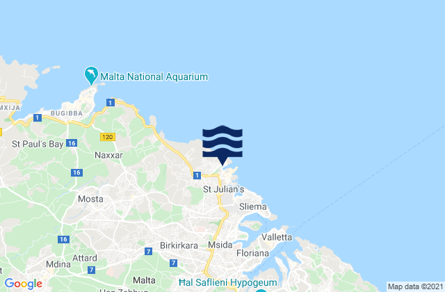 Swieqi, Malta tide times map
