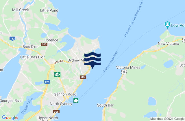 Sydney Mines, Canada tide times map