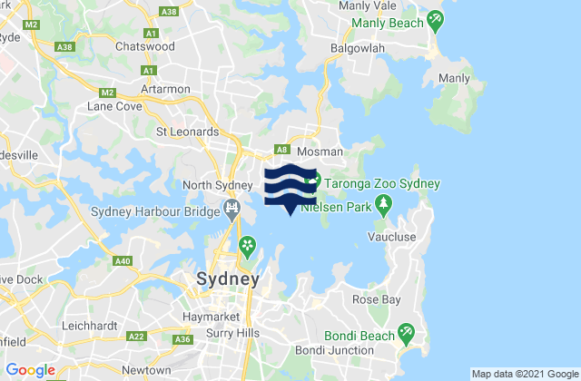 Sydney, Australia tide times map