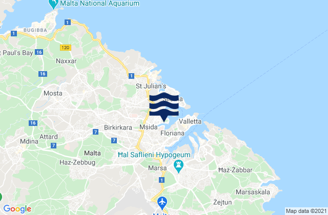 Ta' Xbiex, Malta tide times map