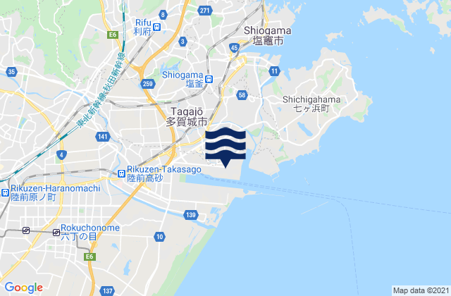 Tagajo Shi, Japan tide times map