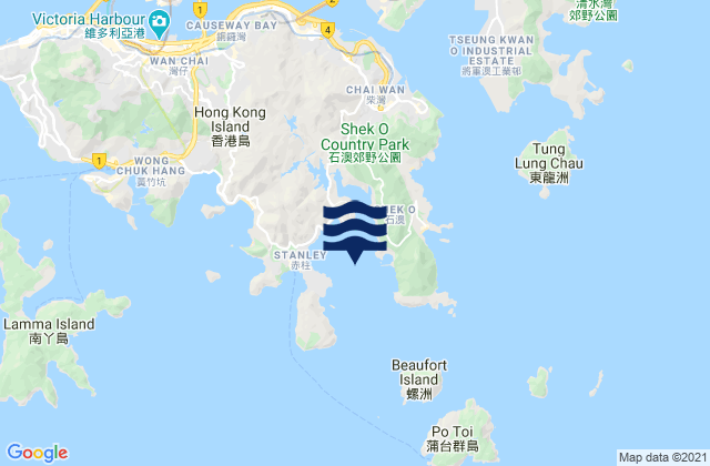 Tai Tam Bay, Hong Kong tide times map