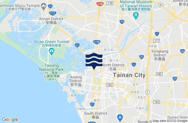 Tainan, Taiwan tide times map