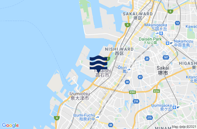 Takaishi Shi, Japan tide times map
