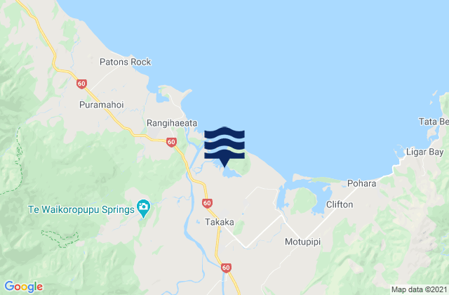 Takaka, New Zealand tide times map
