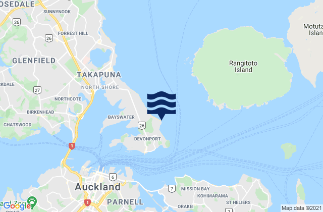 Takapuna Head, New Zealand tide times map