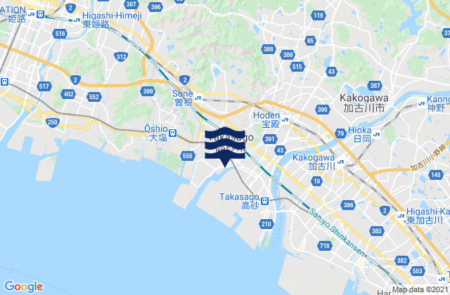 Takasago Shi, Japan tide times map