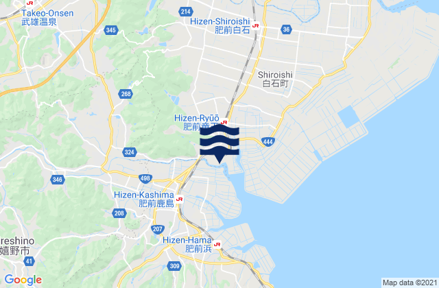 Takeo, Japan tide times map