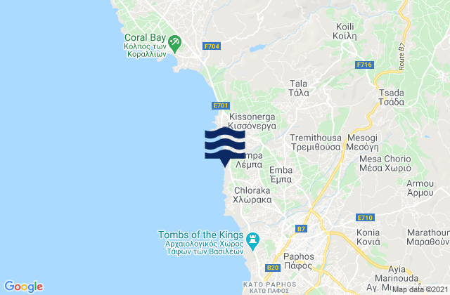 Tala, Cyprus tide times map