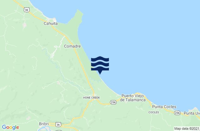 Talamanca, Costa Rica tide times map