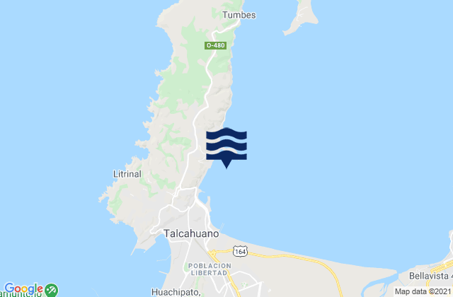 Talcahuano Bahia Concepcion, Chile tide times map